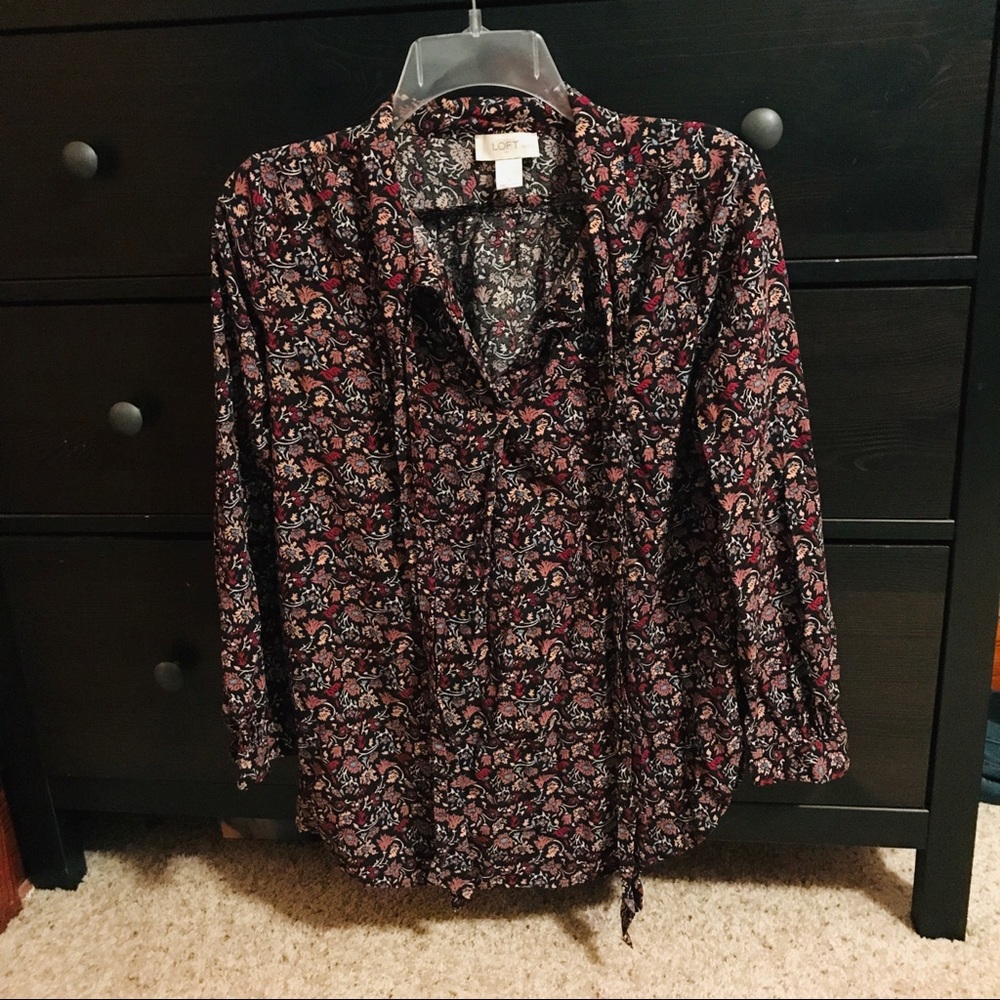 LOFT, Floral, Blouse, Long Sleeve, Top, Small